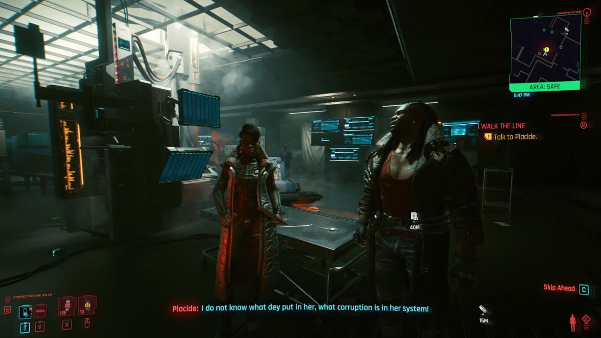 Options Cyberpunk 2077 I Walk The Line et s’il faut donner à Brigitte l’accès à la puce