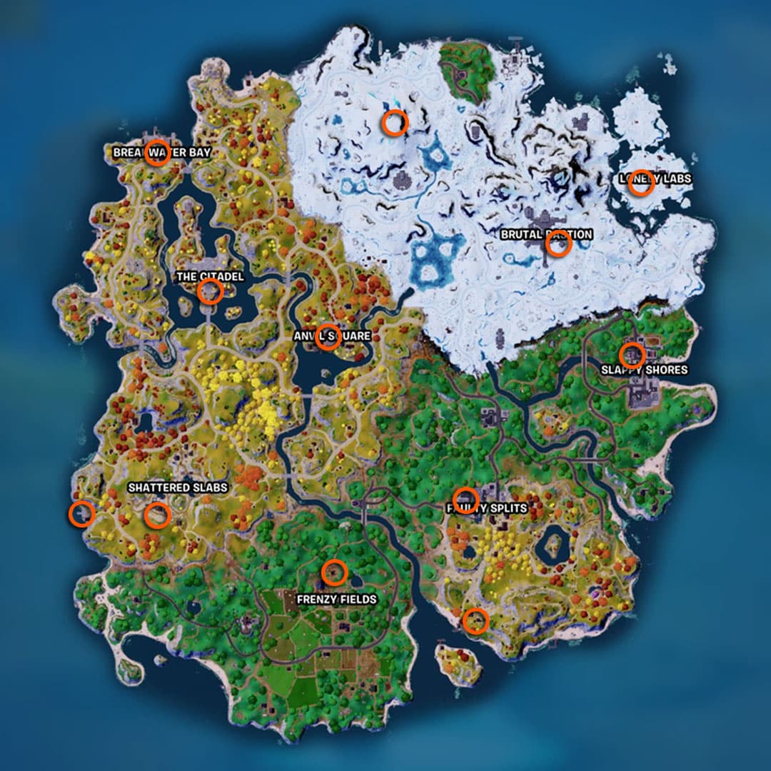 Emplacements des téléphones payants Fortnite Burner affichés sur la carte